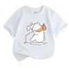 Cute Cartoon Polar Bear Ice Skating Print Kids T Shirt 100% Cotton Unisex Boys Girls Crew Neck Short Sleeve Casual Comfortable Tees for Daily Wear