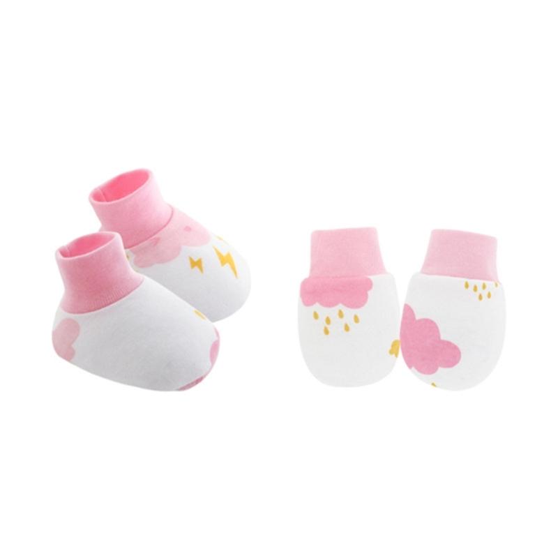 No Scratch Mittens Socks Set Toddler Mitts Baby Mittens Cotton Gloves Footwear Baby Breathable Gloves for Boys Girls