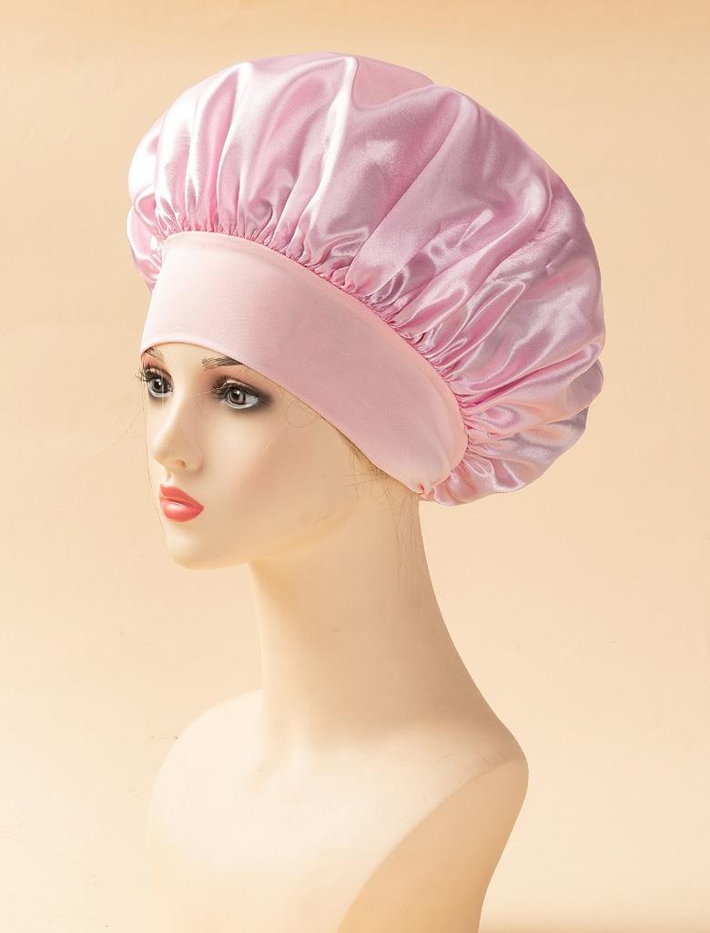 New Soft Silk Satin Lined Bonnet Large Satin Hair Bonnet Household Sleep Shower Cap Hair Wrap Cover for Long Hair Salon Tool