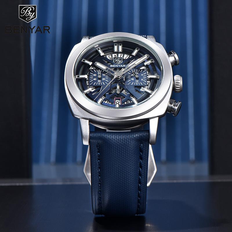 BENYAR Men's Fashion Sports Multi Functional Waterproof Calendar Business Quartz Watch