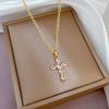 CAOSHI Trendy Cross Pendant Necklace Female Brilliant Zirconia Jewelry for Party Fashion Gold Color Accessories for Anniversary