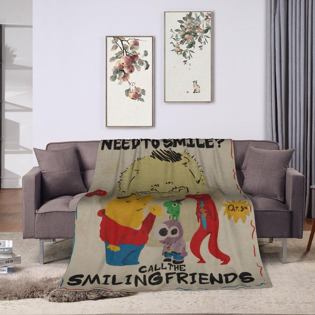 Smiling Friend Games Warm Blanket  Picnic Plush Throw Blanket Fluffy Couch Chair Flannel Bedspread Sofa Bed Cover