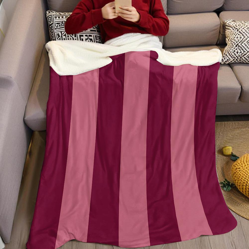 Burgundy Stripe Flannel Blanket Warm Soft Halloween Christmas Couch Warm Cozy Decorative Decor Gift for All Season