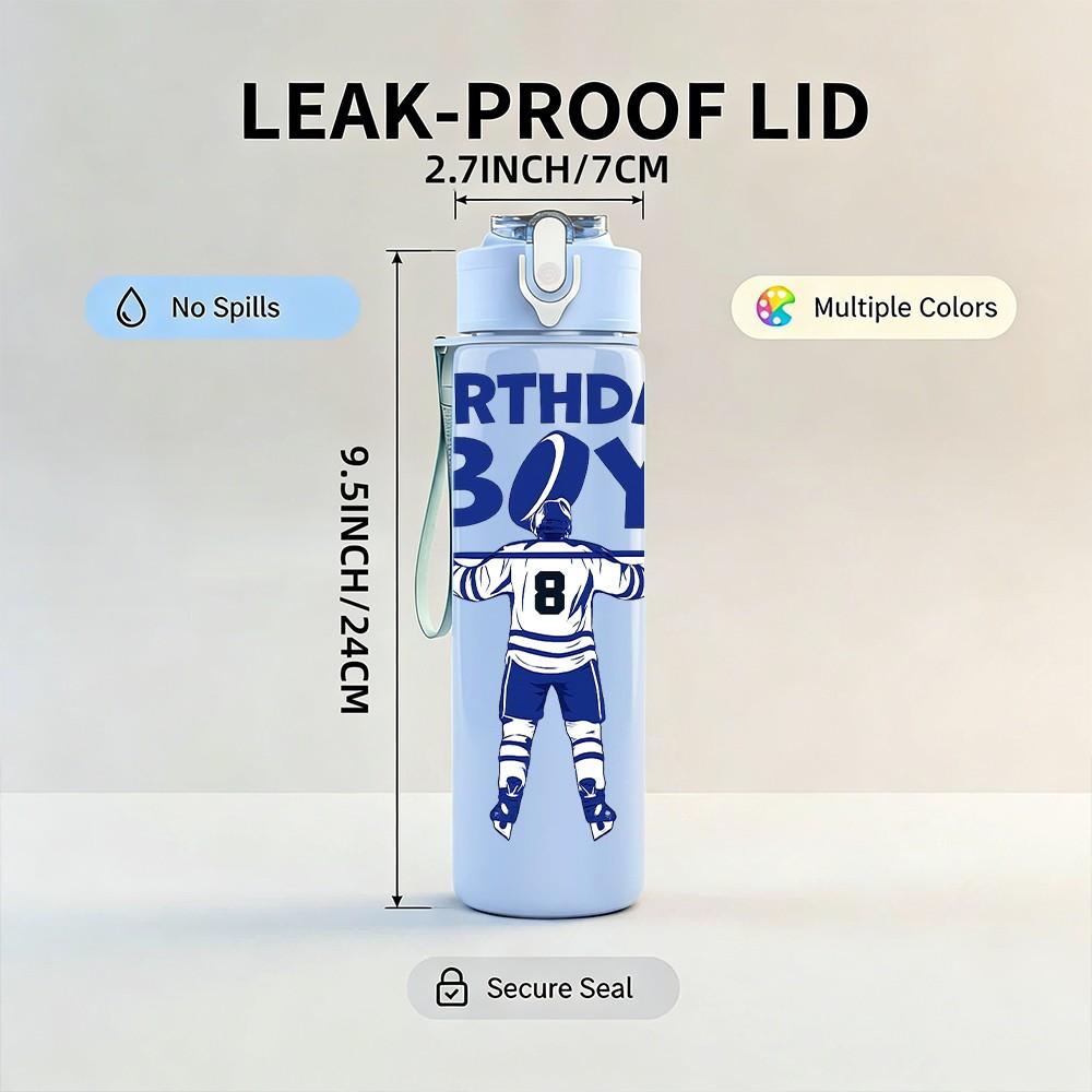 1PC Birthday Boy Sport Character Print 750ml Color Plastic Sports Water Bottle Leakproof Flip Straw Lid Suitable for Sports Office Home Use