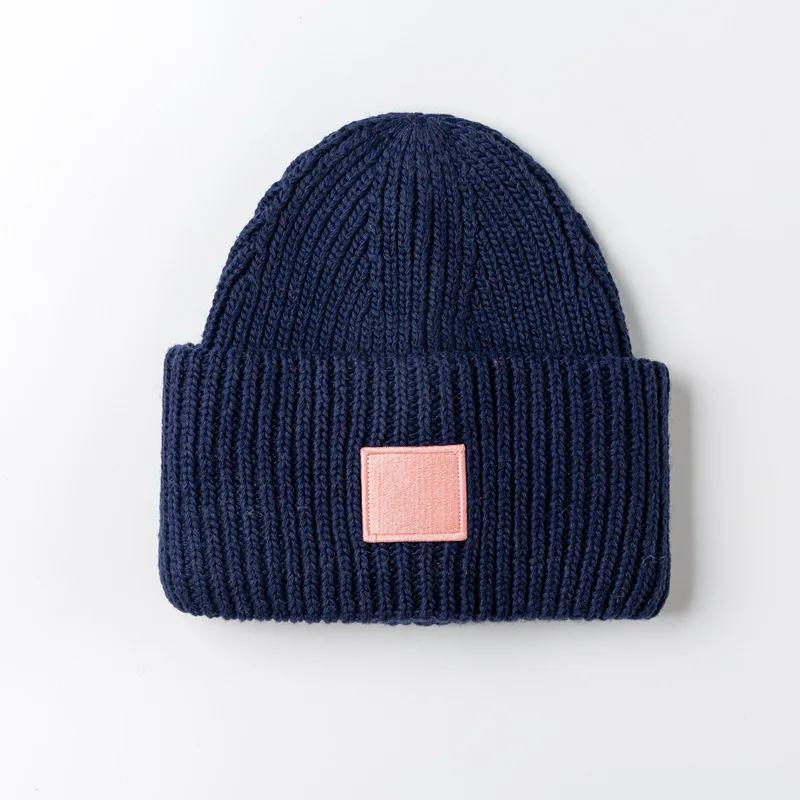 Couple Winter High Quality Thick Wool Smiling Face Knitted Hat For Men And Women Couples Winter Warm Knitted Hat Curled Edge Hat