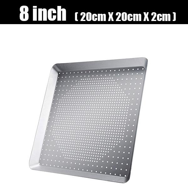 

8/10/12-дюймовая квадратная сковорода для пиццы с антипригарным покрытием и перфорированными отверстиями из алюминиевого сплава для пиццы в духовке, форма для выпечки пиццы в духовке