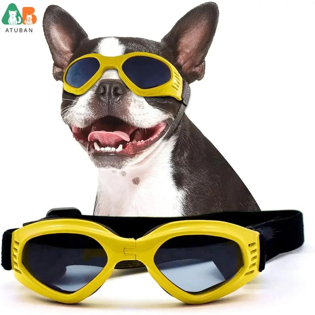 ATUBAN Dog Sunglasses for UV Protection Wind Protection Dust Protection Adjustable Strap Pet Glasses for Snow Beach Motorcycle