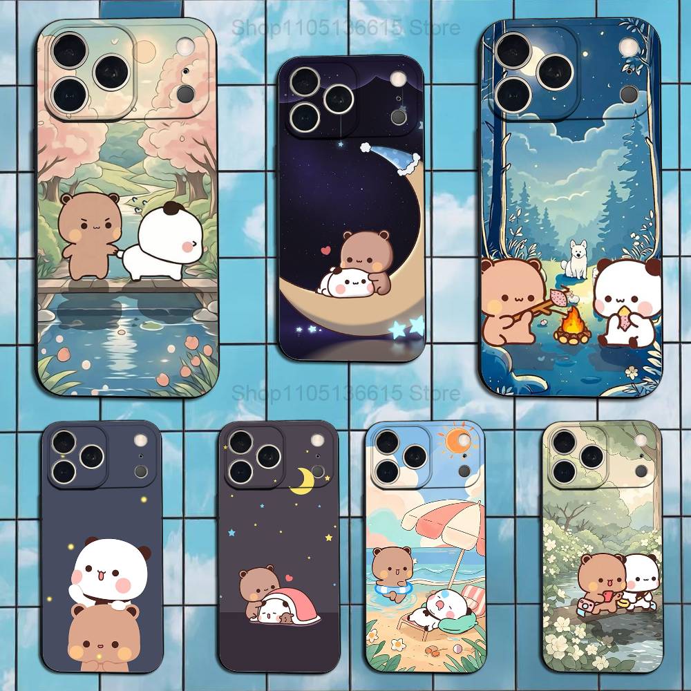 Cute B-BuBu D-DuDu Phone Case For iPhone 17,16,15,14,13,12,11,Plus,Pro Max,XS,X,XR,SE,Mini,8,7,Soft Silicone Black Cover
