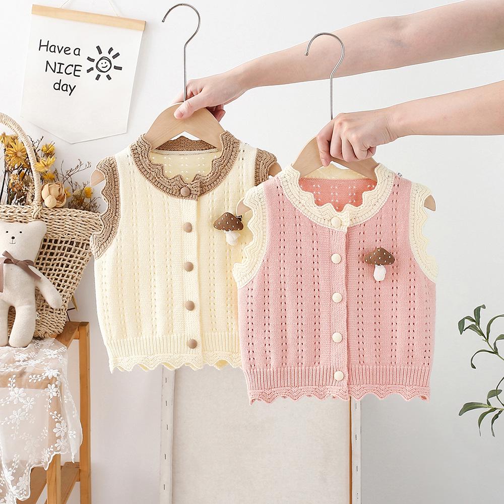 2025 Jaro & Podzim Roztomilá dětská pletená svetrová vesta - Módní bezrukávový kardigan