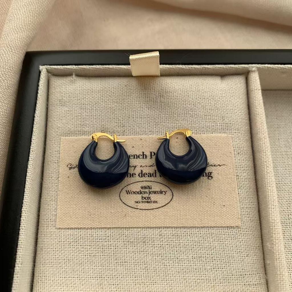 Minimalist Geometric Ring Earrings, Ear Buckles, Retro Colors, Light Luxury Fashion, Personalized Simplicity, High-End Niche Autumn