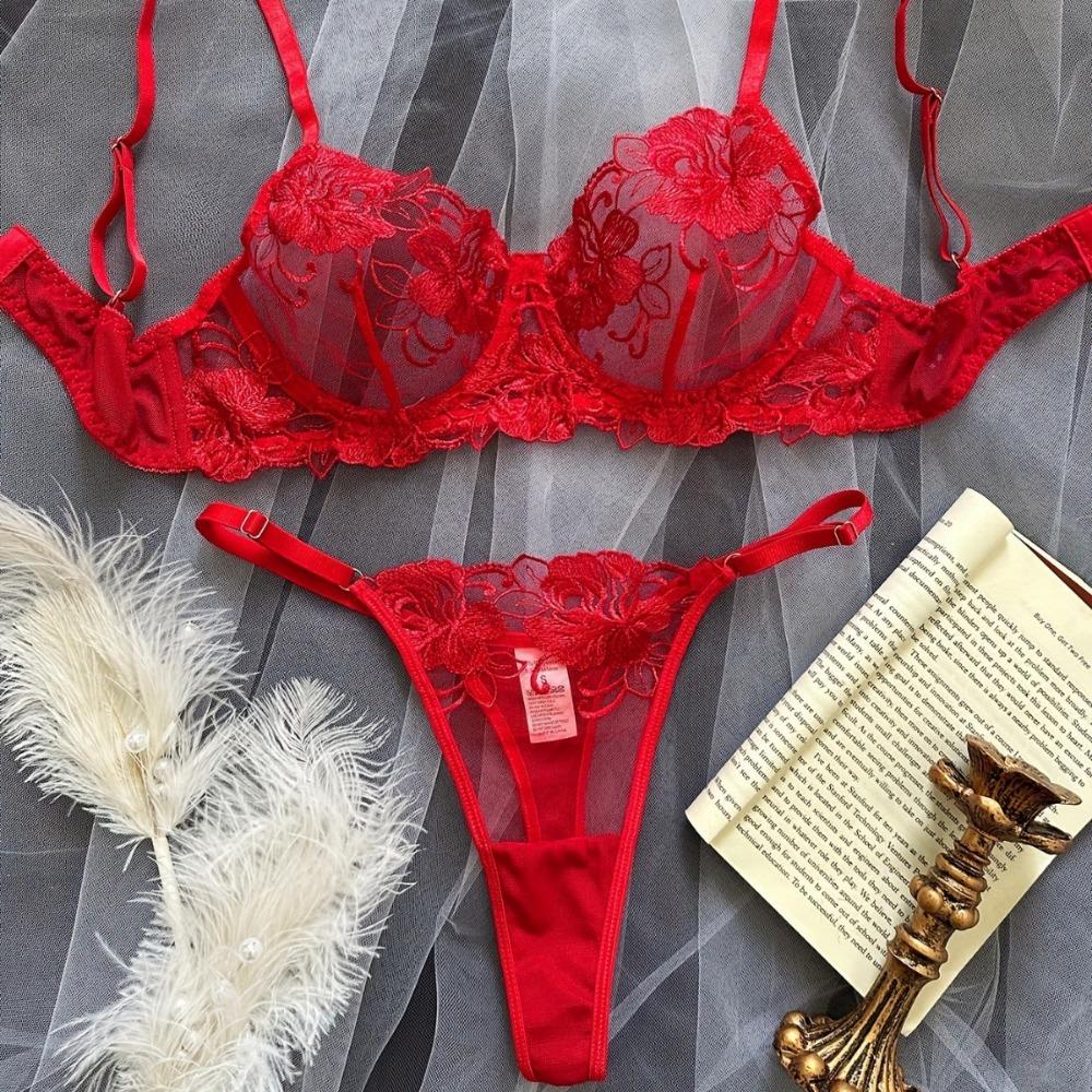 Valentine's Day New Flower Mesh Embroidery Perspective Sexy Gathering Sex Suit