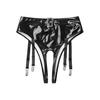 Women's Metallic Rave High Waist Panties Open Crotch Thong with Garter Clips for Festival Clubwear Dancing