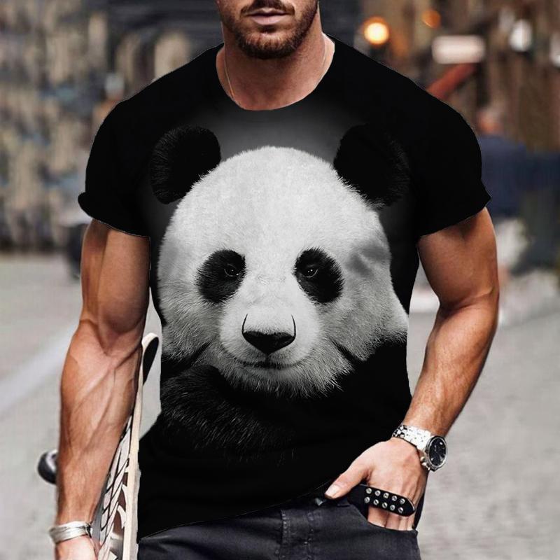 Cute Panda Pattern T-Shirt For Men Funny Animal 3D Printed Tees Summer Casual Short Sleeve Round Neck Tops Unisex Loose T Shirts