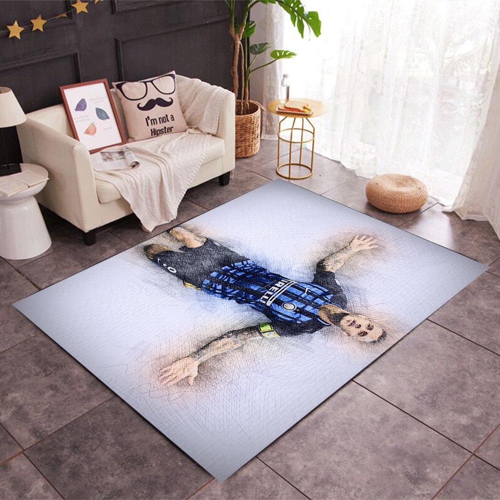 Inter Milan Player Action Area Rug Perfect for Hallway Playrooms Game Room Kitchen Antislip Carpet Office home decor Wedding Party Gift