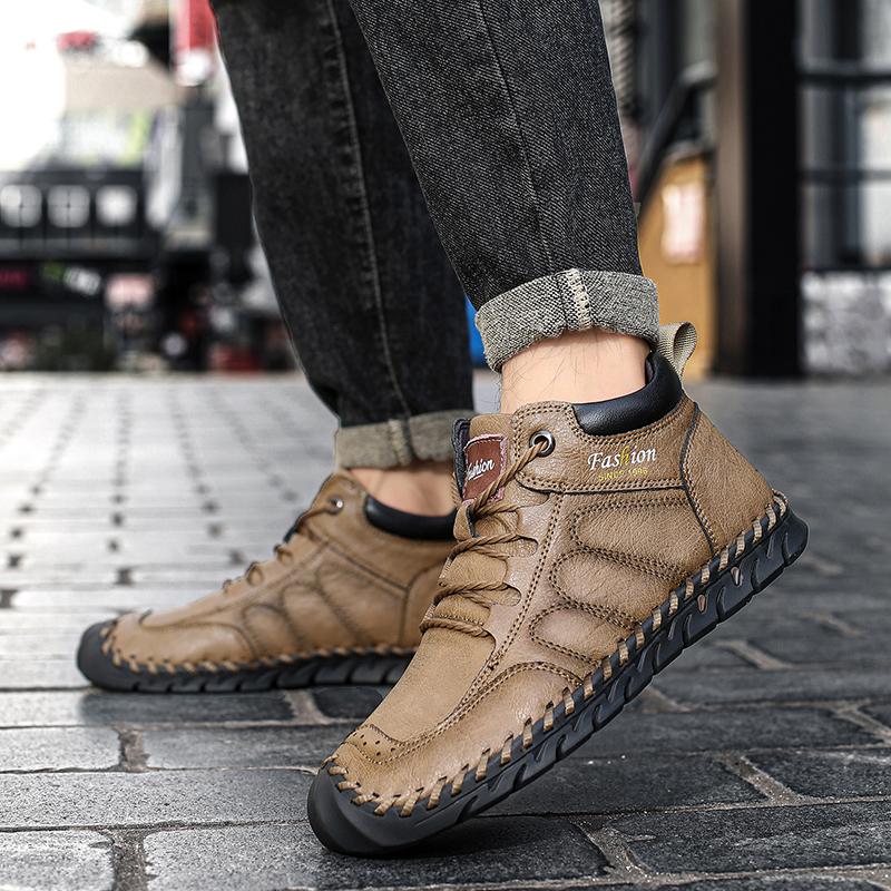38-48 Men Leather Casual  Shoes Design Sneakers Man Breathable Leather Shoes Men Ankle Boots