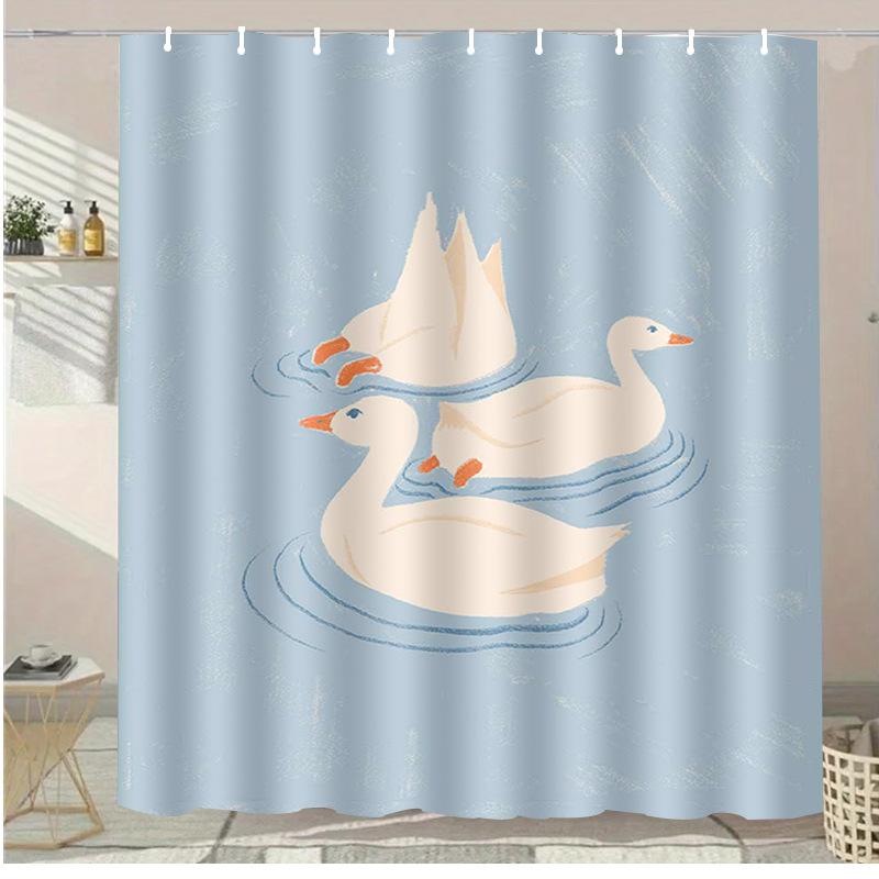 Cartoon baby panda Washable Dirt-Resistant Shower Curtain Shower Head waterproof Polyester Bath Curtain For Home Decor