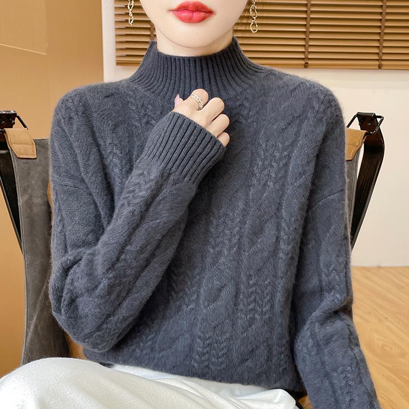 Women's Cashmere Sweater Qinghe Cashmere 30% Cashmere 70% Wool Autumn and Winter Pullover Warm and Fashionable