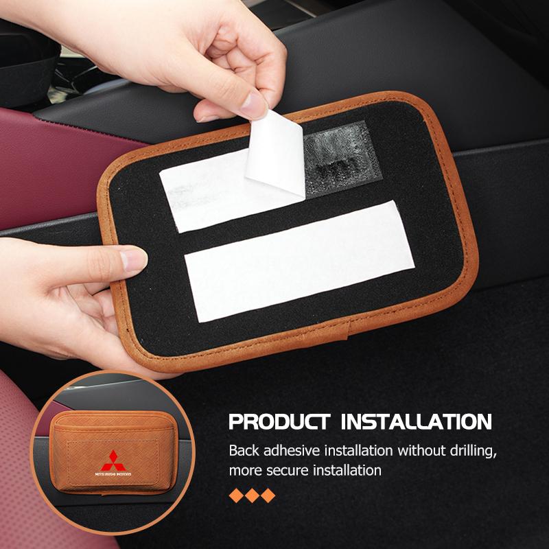 Self Adhesive Car Storage Pocket Sticky Organizer Bag Seat Back Side Door Box For Mitsubishi Outlander Lancer L200 ASX Pajero