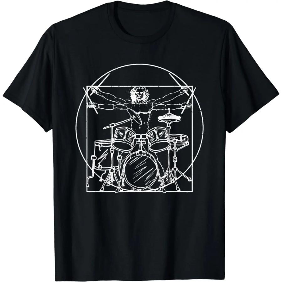 

Drummer Gift_ Da Vinci Drums Drawing Present for Music Fans T-Shirt XXXXXL чорний