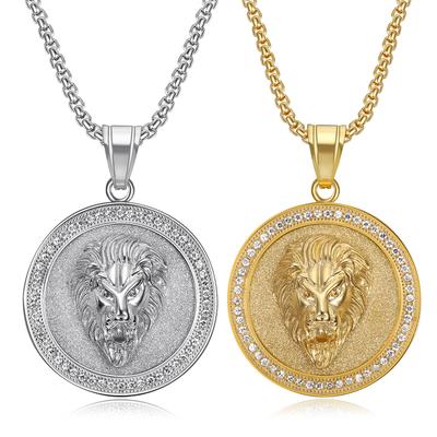 Löwenkopf Runder Anhänger 2026 Modetrend Eingelegter Zirkon Herren Party Schmuck Zubehör
