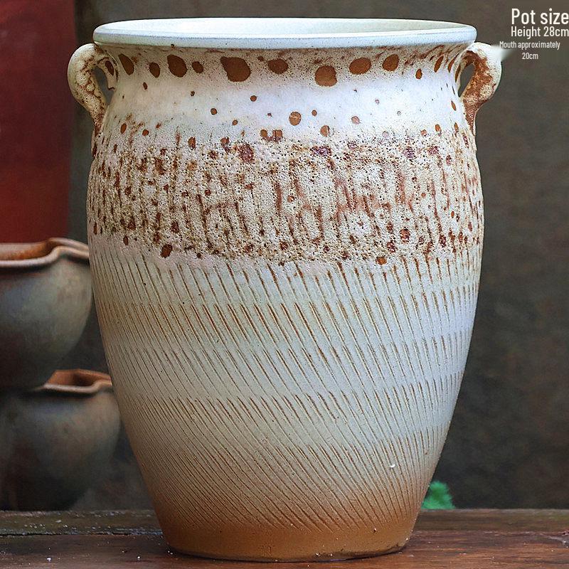 Handmade Large Purple Clay Ceramic Pot for Succulents and Bougainvillea – Breathable, Coarse Pottery Design for Living Room.