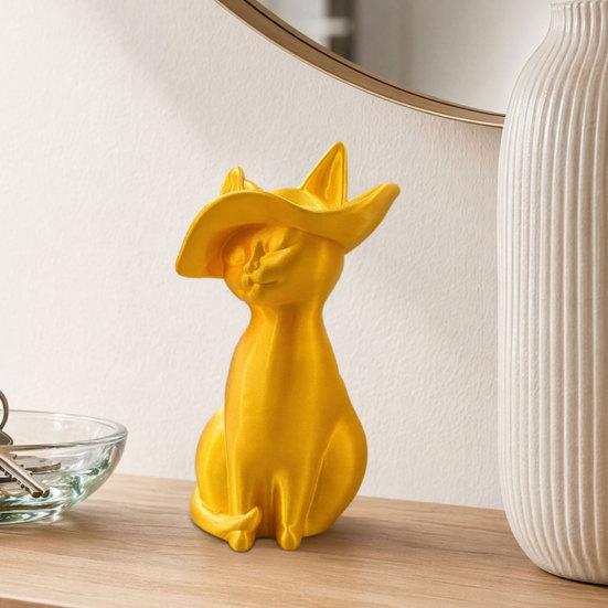 3D Printed Cat Figurine Minimalist Modern Elegant Cat Sculpture Small Collectible Animal Statue