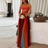 2025 Temperament Tube Top Hollow Out Backless Color Matching Long Dress Seaside Dress Summer Backless Women Dress