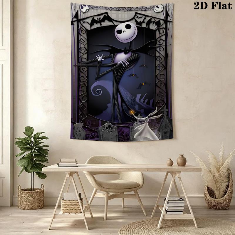 Jack Skellington Halloween Tshirt Tapestry Background Cloth Fashion Print Wall Decoration Atmospheric Background Cloth Wall Covering Decoration