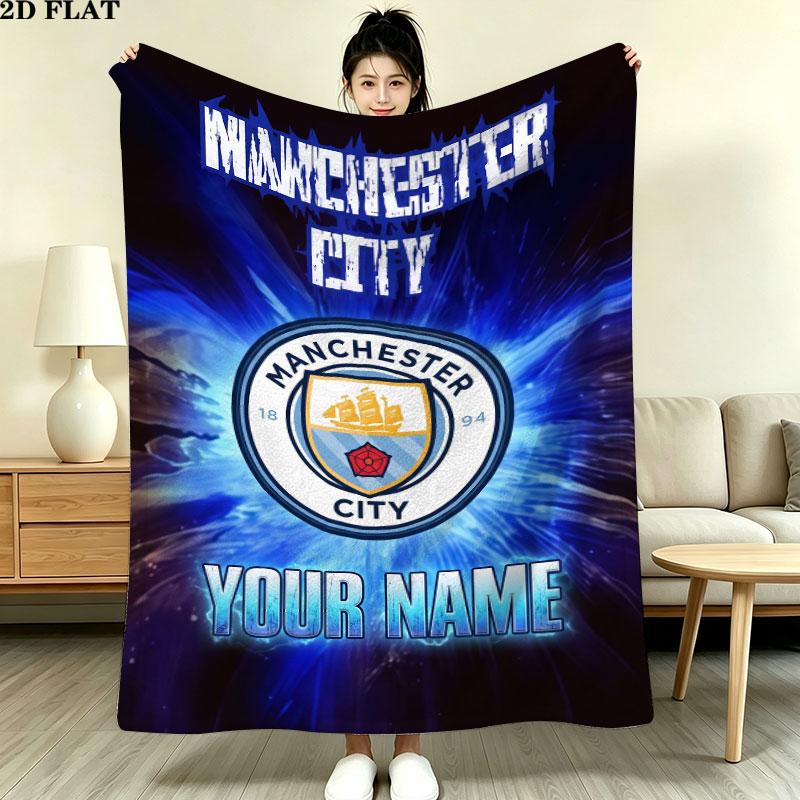 Vlastní deka Manchester City, Vysoká kvalita, Pohodlná pro všechna roční období, Domácí dekorace, Teplo a pohodlí