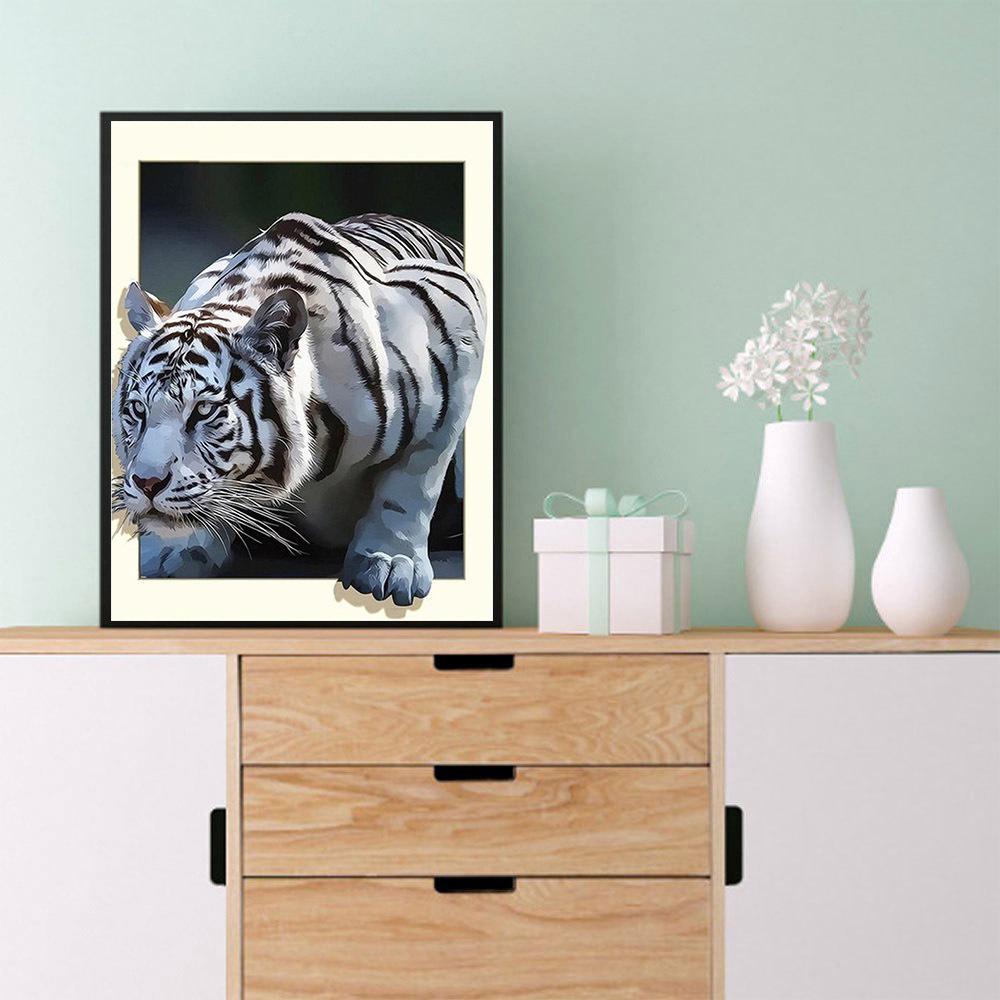 Pictura cu diamant DIY cu tigru Kit punct de cruce Arta mozaic Pictura cu diamant Cerc complet/Patrat Diamant Decor pentru casa
