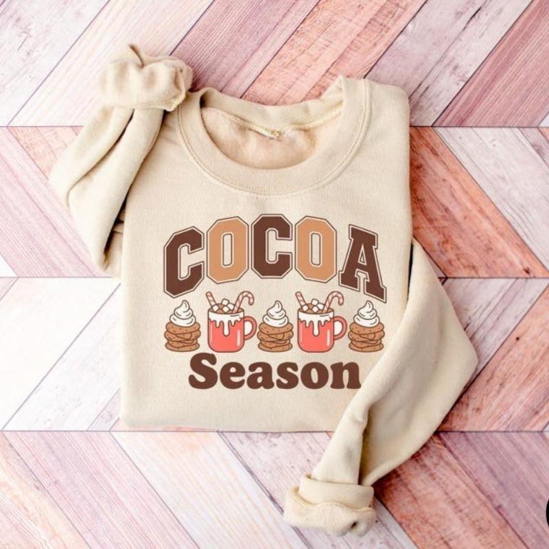 Kakaozeit Sweatshirt, Gemütliche Winterkleidung, Geschenk für Heiße Schokolade Liebhaber, Feiertagsbekleidung, Unisex Rundhals Weihnachten Winter Hoodie