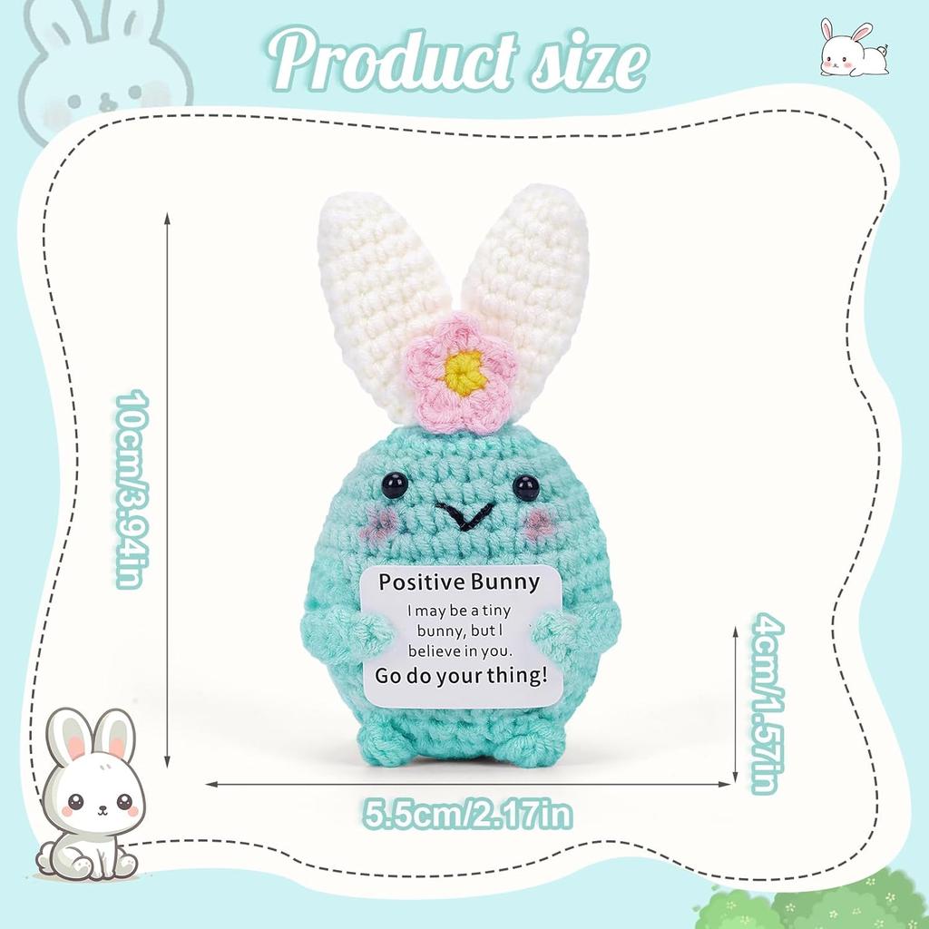 New Crochet Emotional Support Bunny Doll Desktop Ornament Home Room Decoration Handmade Knitted Rabbit Dolls With Positive Card