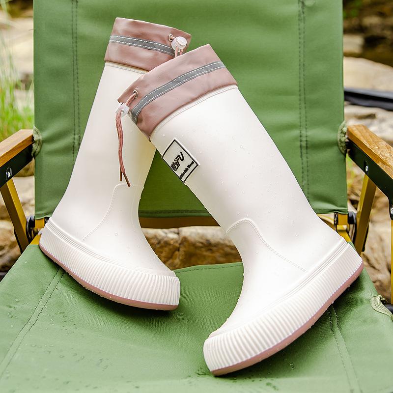 New Fashion High Tube Thick-soled Rain Boots Women's Outer Wear Bundle Non-slip Water Shoes Warm Rain Shoes Waterproof Glue Shoes Fashion