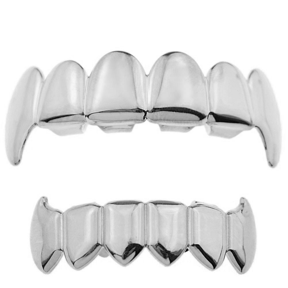 New Custom Fit Rose Gold Color Plated Hip Hop Teeth Grillz Top&Bottom Grill Set for Christmas Party Vampire Tooth Grillz