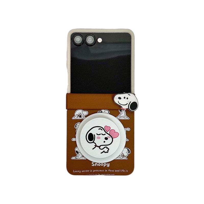 Korean Cartoon 9-Grid Phone Case for Samsung ZFlip6/Z5 with Color Block and Magnetic Stand