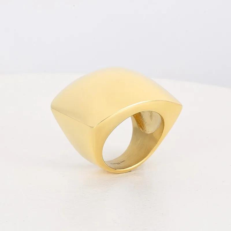 Luxury Chunky Stainless Steel Ring Women's Shiny Silver/Gold/Black Color Anillos Wedding Party Bands Trend Jewelry Roung Gift