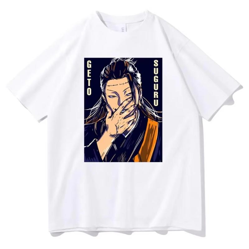 MINISO Japanese Anime Jujutsu Kaisen Suguru Geto Graphic Print T Shirt Fashion Unisex Casual Crew Neck Short Sleeve T Shirt