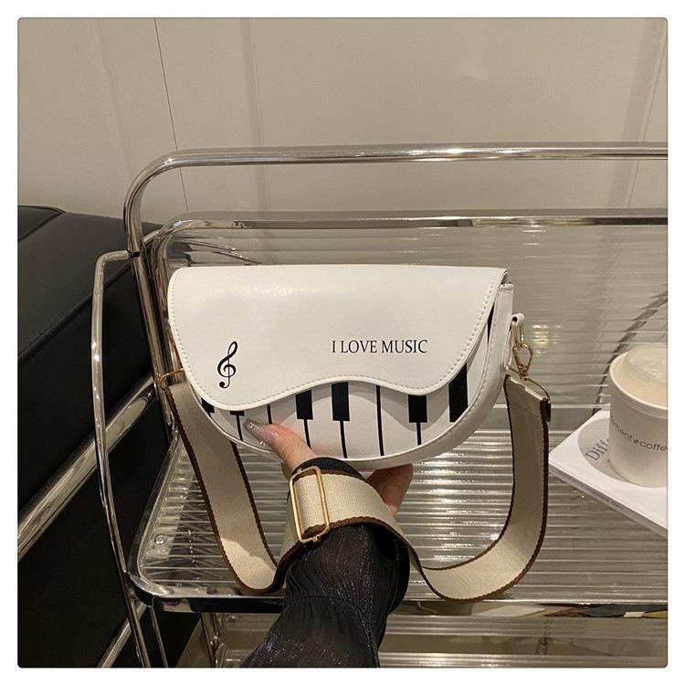 

Персонализированная простая сумка-мессенджер для женщин с нотой для фортепиано, новая модная модель 2025 года, милая, через плечо, портативная, маленькая белый