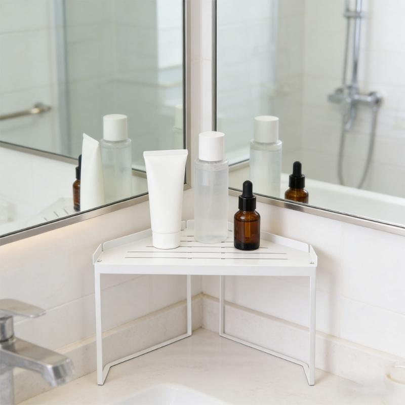 Modulars Stackable Shelf Corner Design Carbon Steel Corner Shelf Suitable for Flexible Organization in Bathroom Kitchen