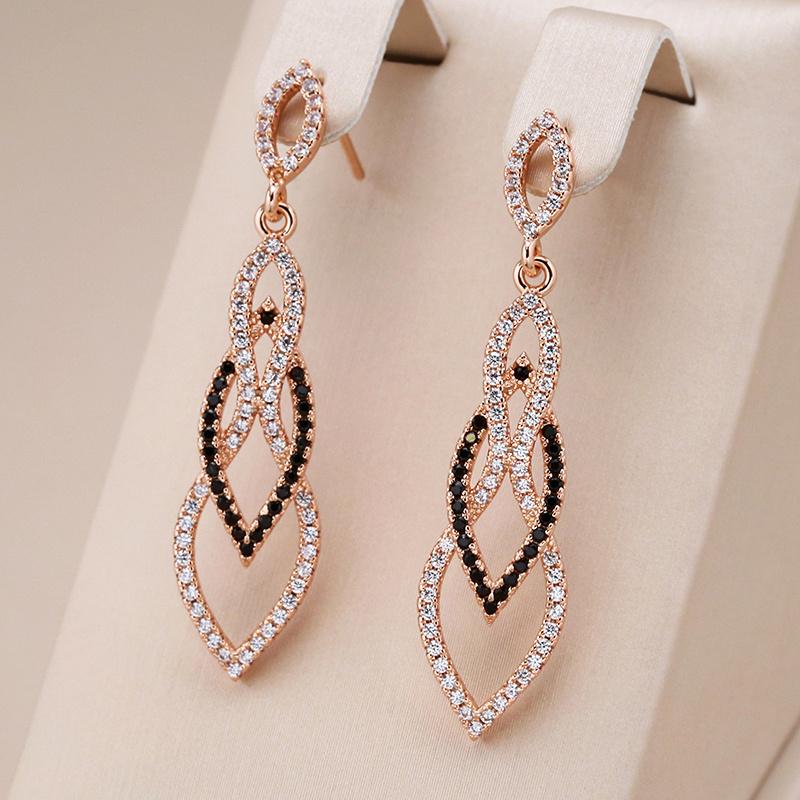 Golden Plated Synthetic Zircon Long Dangle Earrings Accessories Women's Vintage Elegant Wedding Pendant Earrings Jewelry