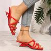 Foreign Style Red Bow Banquet Slippers Summer New Wedge Comfortable High Heel Open Toe Half Drag Girl