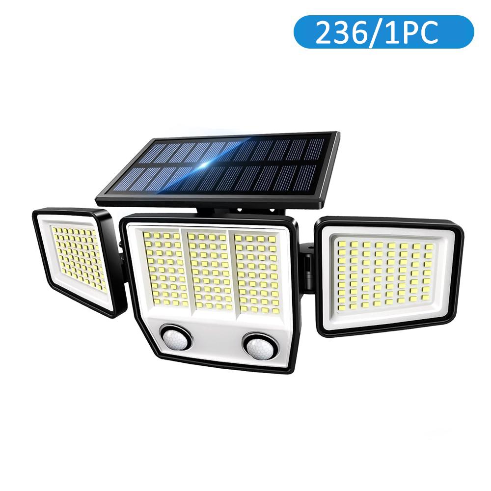 

3 Heads Solar Motion Sensor Lights 236 LED Solar Security Flood Lights Waterproof 3 Modes Wall Light Garden Yard Patio Pathwa