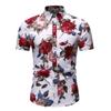 Sommerskjorter Menn Mote Blomstertrykk Kort Ermet Hawaiisk Skjorte Mannlig Casual Blomster Slim Fit Strandskjorter