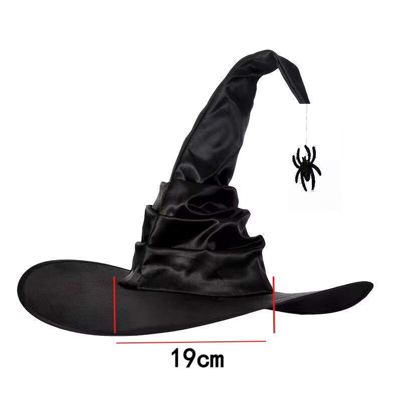 Halloween Folds Witch Wizard Black Hat for Party Cosplay Costume Headgear Devil Cap Women Costume Accessory for Cosplay Party