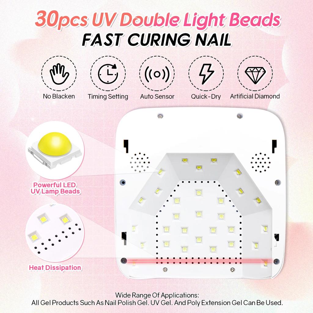 DianaBeauty UV Nail Lamp Rechargeable Cordless Manicure Lamp with 5 Timers 30 LEDs UV Cabin for Nail Nail Art Tools Nail Dryer