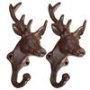 Pakke med 2 Vintage Jern Hjortehode Veggkroker Bærbart Tilbehør for Oppheng av Klær Hatter i Hjem og Hagedekorasjon
