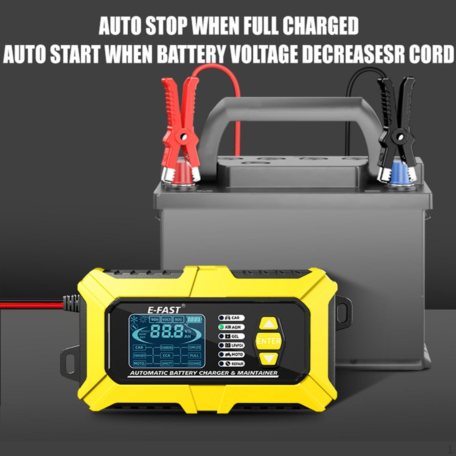 

Automatic Battery Charger 12V 6A for Truck Marine Agricultural Vehicles Red жовтий