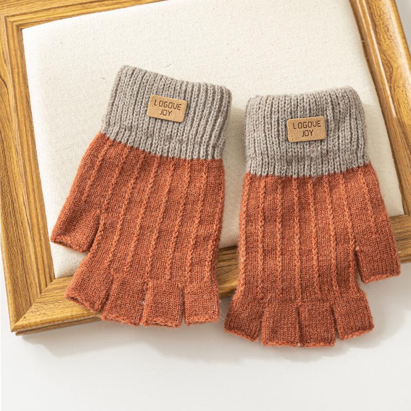 Women's Gloves Winter Cute Warm Riding Outdoor Gloves Touch Screen Knitted Woolen Gloves Half Fingers Gloves