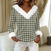 Women's T Shirt Tee Print Shirt Long Sleeve Party Fleece Collar V Neck  Top