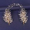 Gold Color Flower Leaf Hairband Tiara For Women Party Crystal Pearl Headband Bridal Wedding Hair Accessories Jewelry Comb Band